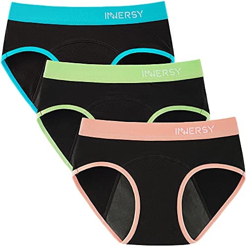 INNERSY Heavy-Duty Cotton Menstrual Period Panties, Extended Coverage 3-Pack