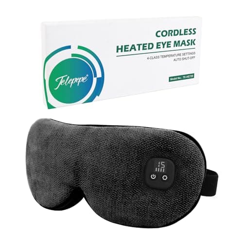 Telepepe Cordless Rechargeable Heated Eye Mask with Washable Cover and Timer