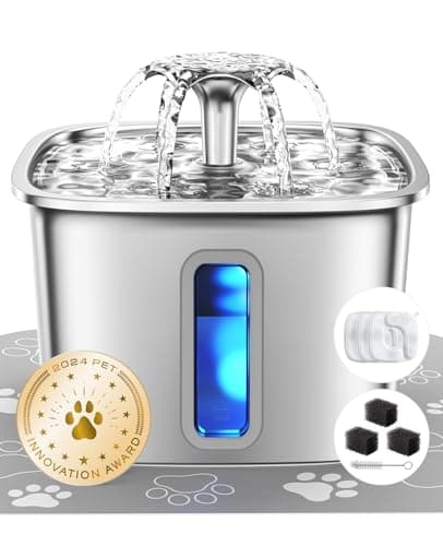 Veken Award-Winning Stainless Steel Cat Water Fountain with 5-Stage Filter 3.2L