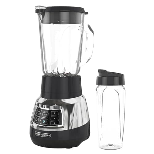 Black+Decker 900W Quiet Blender with 6-Cup Cyclone Glass Jar & Travel Cup