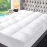 ABENE Dual-Layer Feather & Down Mattress Topper with Bedside Storage Pocket