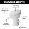 Lippert Flow Max RV Toilet, 18-Inch Profile, Elongated Ceramic Bowl