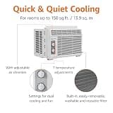 Amazon Basics 5,000 BTU Window Air Conditioner with Washable Filter and Quiet Cooling