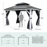 YITAHOME 10x12 ft. Double Roof Hardtop Gazebo with Netting and Curtains
