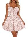 Scarlet Darkness Floral Corset Mini Dress with Ruched Front Bodice