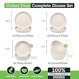 Grow Forward 16-Piece Premium Unbreakable Wheat Straw Dinnerware Set, Sahara