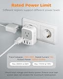 Tessan 7-in-1 European Plug Adapter 2-Pack with Built-in Retractable USB-C