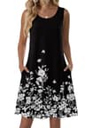 Zeagoo Sleeveless Floral Tank Mini Dress with Relaxed Swing Silhouette and Pockets