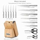 McCook 15-Piece Forged German Stainless Steel Knife Block Set with Sharpener