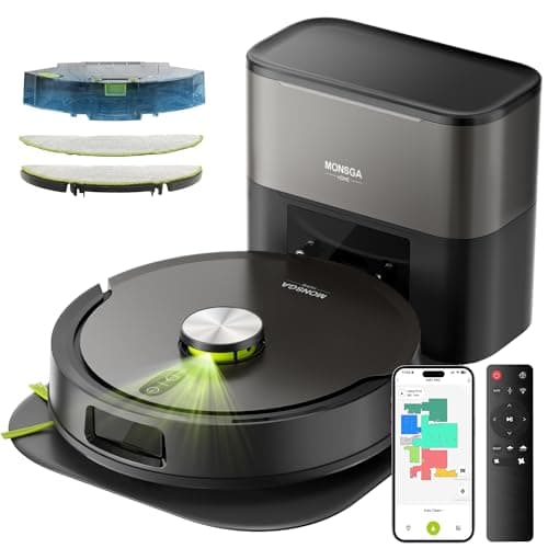 MONSGA MR7PRO Robot Vacuum with 8,000Pa Suction and Self-Emptying Base
