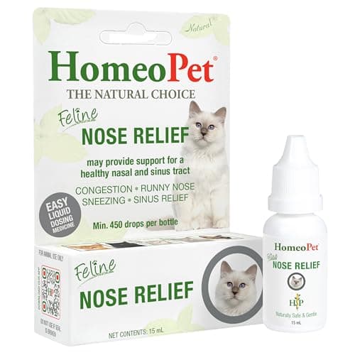 HomeoPet Feline Nose Relief Natural Liquid Drops for Sinus Support, 15 Milliliters
