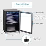 Weili 20-Inch Built-In Beverage Fridge, 120-Can Capacity with Glass Door