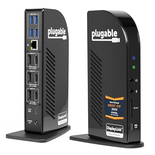 Plugable UD-ULTC4K 13-in-1 Triple Monitor Docking Station with 100W PD