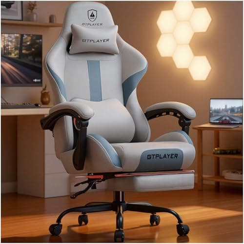 GTPLAYER Ergonomic Fabric PC Gaming Chair with Pocket Springs & Retractable Footrest