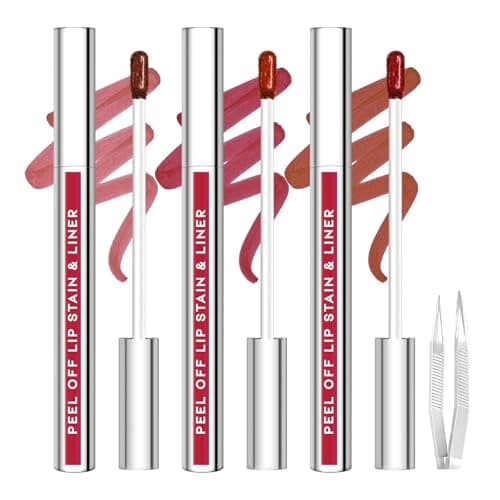JUNECODE 3Pcs Lip Stain Peel Off Set Waterproof Matte Lip Tattoo Kit