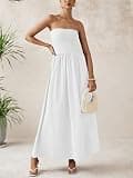 PRETTYGARDEN Strapless Maxi Tube Top Dress with Flowy Tencel Skirt