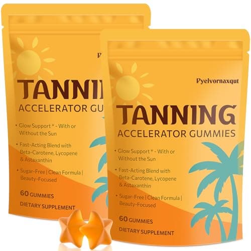 Pyelvornaxqut Tropical Tanning Gummies with Astaxanthin and Collagen, 120-Count