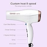 Conair Double Ceramic 1875W Lightweight Hair Dryer with Styling Diffuser