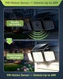 Daphino 2500LM 3-Head Wide Angle Solar Motion Sensor Street Area Light