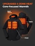 ORORO Upgraded Women's 4-Zone Softshell Heated Jacket with Detachable Hood