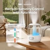 Dreo 3L Top Fill Cool Mist Humidifier with Built-in Auto Humidity Sensor and Night Light