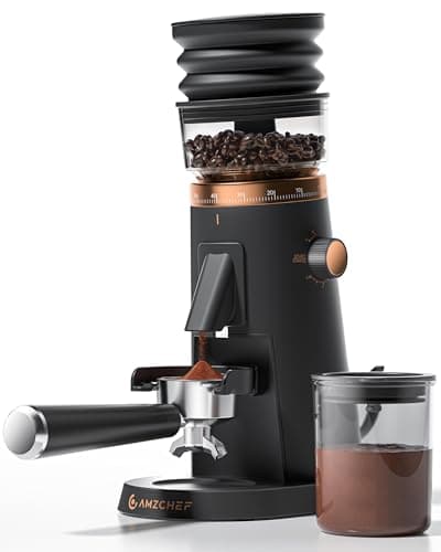 AMZCHEF Single Dose Conical Burr Coffee Grinder with Vacuum-Sealed Storage