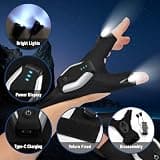 BIIB Rechargeable Dual Ultra-Bright LED Flashlight Gloves for Precision