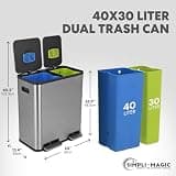 Simpli-Magic 18.5-Gallon Dual-Compartment Stainless Steel Step Trash Can