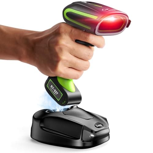 Eyoyo EY-037 Heavy-Duty Industrial 2D QR Barcode Scanner with Wireless Charging Stand