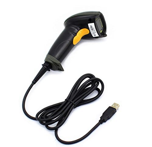 WoneNice USB Wired Laser 1D Barcode Scanner with 200 Scans Per Second Capability