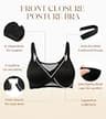 Lemorosy Front Closure Underwire Posture Bra with X-Shaped Back Panel