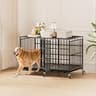 Snuowu 48-Inch Heavy Duty Folding Metal Dog Crate with Smart Locking Wheels