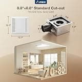Amico Ceiling Mount Shower Ventilation Fan with 5CCT 90 CRI LED Light, 80 CFM Vent