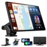 RQO 9-Inch Portable Wireless CarPlay Screen with Bluetooth 5.3 and Adjustable Camera