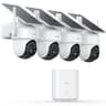 aosu 2K QHD Solar Outdoor Wireless Security 4-Camera Kit with 32GB Local Base Station