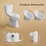 High Power 800W Elongated Upflush Toilet System with Multi-Fixture Grinder