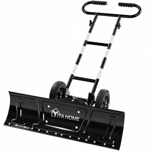 YITAHOME 36-Inch Wheeled Snow Pusher with U-Handle
