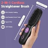 UILSPNG Go Brush Pro Upgraded MCH Ceramic Cordless Hair Straightener Brush