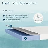Lucid 6-Inch Firm Gel Memory Foam Twin Mattress with Bamboo Charcoal Layer