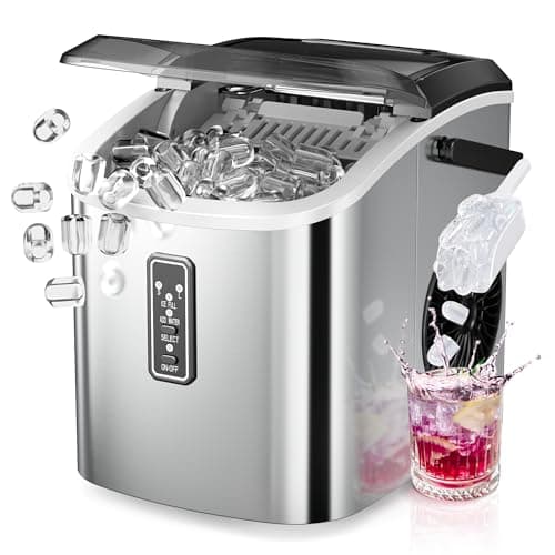EUHOMY Portable 26-Pound Bullet Ice Maker with Carry Handle and Basket