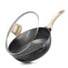 CAROTE 5.5-Quart Deep Nonstick Granite Frying Pan with Glass Lid and Handy Pour Spout