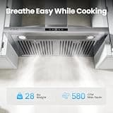 VIKIO HOME 30-Inch Wall Mount Range Hood with Ultra-Quiet 3-Speed Fan, 580 CFM