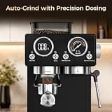 CHULUX Nero Espresso Machine with Built-in Conical Burr Grinder & Dual Screen