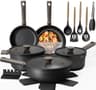 Astercook 19-Piece Black Titanium Non-Stick Pots and Pans Cookware Set