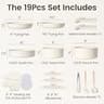 Chef Power 19-Piece Cream White Ceramic Cookware with Detachable Handles