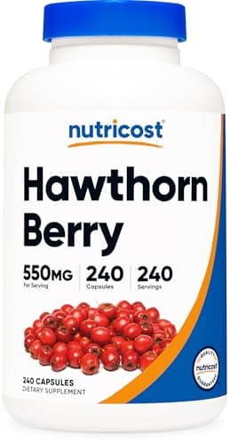 Nutricost Pure Hawthorn Berry 550mg Vegetarian Capsules 240-Day Supply