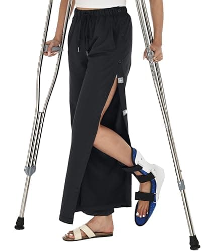 Recorah Women's Magnetic Tear Away Post Surgery Pants with Safety Snaps