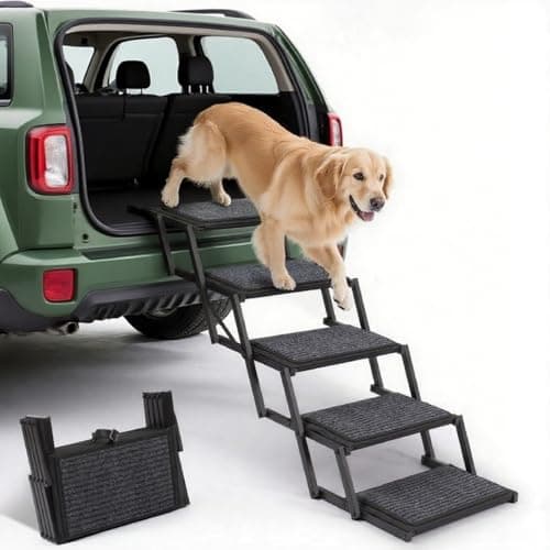 5-Step Foldable Metal Pet Stairs for Large Dogs, 250 lbs Capacity for Trucks & SUVs