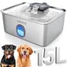 SIBAYS 15L Extra-Large Stainless Steel Pet Water Fountain with LED Light