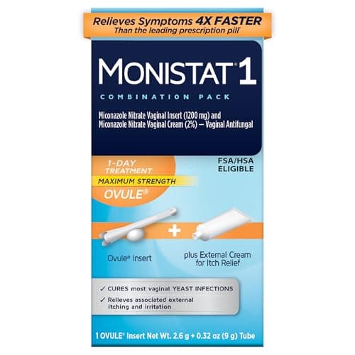 Monistat 1-Day Miconazole Ovule Insert with External Itch Relief Cream